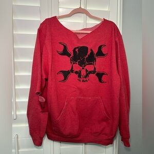 Nobody Cares Work Harder - Wide Neck Sweatshirt - Red - The Drive, Medium